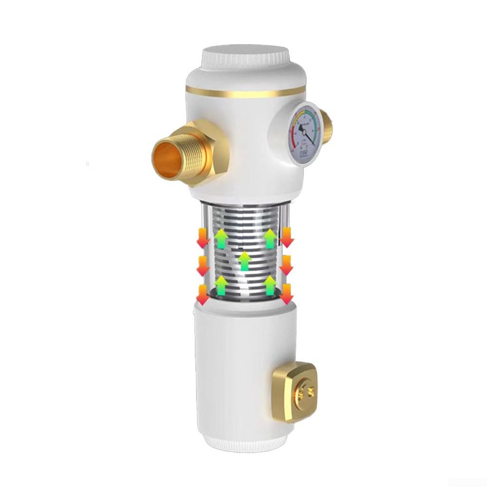 Filtro de retrolavado de agua con 304 tamiz de 40 finuras y rotación doble de 360° para instalaciones de agua domésticas para eliminar sedimentos y cal en blanco o negro (20/25PPR blanco)