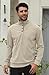 UNQPJUS Men's Fashion Corduroy Sweatshirt Long Sleeve Button-Down Shirt Stand Collar Pullover Sweater Beige