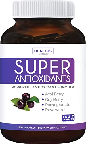 Save $4 (11% Off) - Antioxidant Powerhouse Bundle - Super Antioxidant Supplement With Acai Berry, Goji Berry, Pomegranate & Trans Resveratrol (60 Capsules) & Olive Leaf Extract With 20% Oleuropein #TOP1