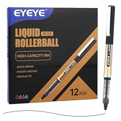 EYEYE 12 Pack 0.5mm Extra Fine Point Black Pens, Quick Dry Liquid Ink Rollerball Pens, Smooth Writing Fine Tip for Journaling, Note Taking, Office & School Supplies