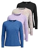 Real Essentials Paquete de 4: camiseta de entrenamiento atlético de manga larga con tecnología Dry-Fit Tech para mujer (disponible en tallas grandes), Set 8, M