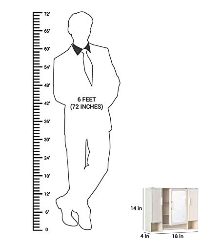 Image of Riya Enterprise Multi-Purpose Plastic Bathroom Cabinet with Mirror & 10 Compartments (Ivory, Size - 18 x 4 x 14)
