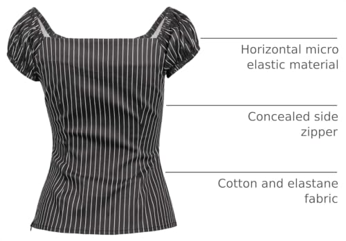 Image of YARN & INK Women's Rockabilly Tops 1950s Pinup Shirt Casual Off Shoulder Vintage Blouse