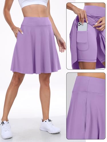 Image of ANRABESS Knee Length Skorts Skirts for Women 2026 Summer High Waisted Golf Tennis Skirt Casual Travel Built-in Shorts Clothes