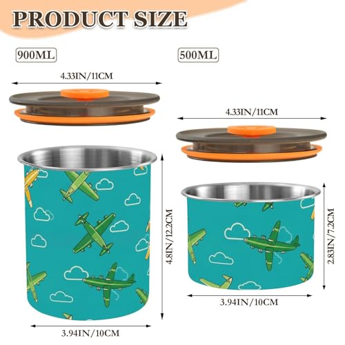 Contenedor hermético de acero inoxidable 900ml miniatura 2