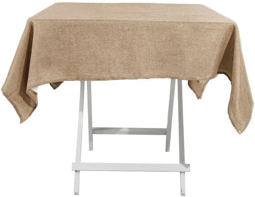Mantel cuadrado natural de arpillera sintética de 54 x 54 pulgadas, decoración de bodas, recepciones, fiestas, eventos, catering