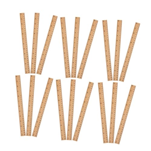 QUMIIRITY 20個ダブルサイド木製定規 精密両面目盛り付き木質定規 学校 オフィス用品 事務用製図 木工測定ツール