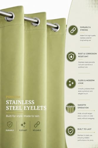 Image of LaVichitra 1 Piece Solid Premium Blackout Curtain - Thermal Insulated, 3 Layered, 100% Opaque Window - 6 feet, Light Green