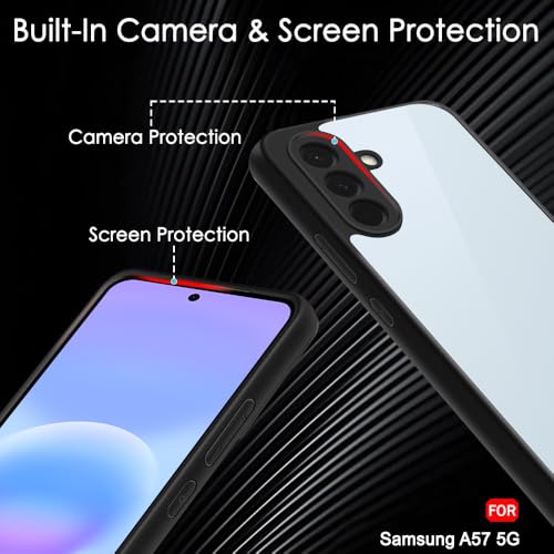 Image of TheGiftKart Back Cover for Samsung Galaxy A57 5G Case | Ultra-Hybrid Shockproof Sleek Armor | 360 Protection | Crystal Clear Hard Back Transparent Galaxy A57 Back Cover (PC & TPU, Black Bumper)