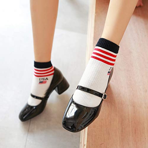 MIOKE Women's Square Toe Mary Jane Pump Oxford Patent Leather Buckle Strap Chunky Mid Heel Retro Dress Shoes4