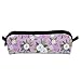 Produktbild Federmäppchen aus Leinen, Haustier-Steppdecke, C-Blumenmuster, lila Stifttasche, Stiftehalter, Schreibwaren-Organizer, multifunktionale Kosmetiktasche mit Reißverschluss, für Schule und Büro