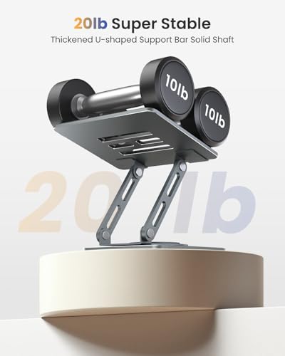 Image of LOXP Metal Tablet Stand, 360 Rotating iPad Stand with Heavy-Duty Base, Tablet Holder Compatible with 4.0-16.9 inch Device, iPad Pro Air Mini, Kindle, Surface Tablet, Portable Monitors - Gray