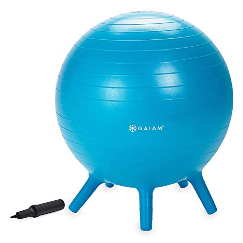 Gaiam Kids Stay-N-Play Balls – Kids’ Desk Chair & Elementary School Classroom Seating, Engaged & Active Seating Yoga Ball Chairs for Kids Ages 5–11, No Roll, Holds Up to 300 lbs, Includes Pump