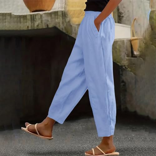 Wide Leg Pants Woman Drawstring Elastic Waist Gauze Pants Casual Loose Lightweight Beach Trousers Lounge Pants2
