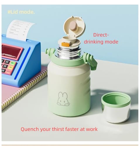 Image of 800 /1200 /1500ml Large Capacity 316 Stainless Steel 3-in-1 Lid Vacuum Insulated Handheld Water Bottle Portable Leak-Proof for Office Sports Outdoor as New Year /Valentines Gifts for Family Friends