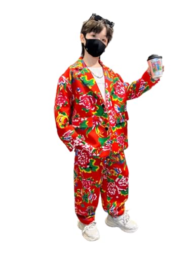 Costume floral garçon 2 pièces haut de gamme veste ajustée et pantalon de cérémonie