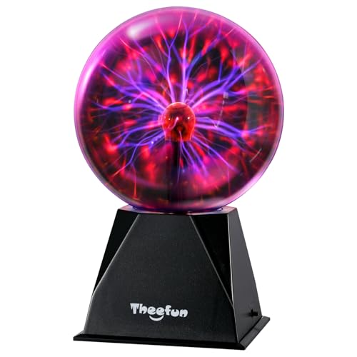 Theefun Plasma Ball: 6 Inch Plasma Globe Touch & Sound Sensitive Ball Lamp Electric Lightning Novelty Light for Parties, Home, Prop, Room Decoration, Christmas Gifts