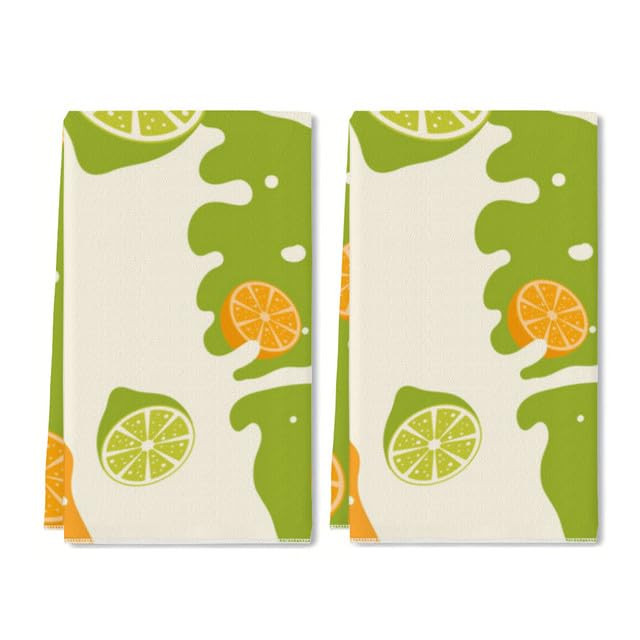 Geroclonup Fresh Lemon Kitchen Dish Towels, 40x60cm Fruit Kitchen Hand Towels Ultra Absorbent Drying Cloth Tea Towels for Cooking Baking Kitchen Decoration Set of 2