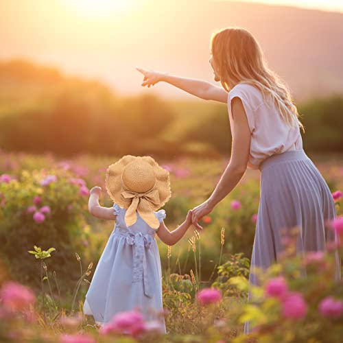 Kunyeah Kids Girl Summer Straw Hat Foldable Wide Brim Cap Sun Visor Hats Sun Protection Beach Hats Bowknot Floppy Cap2