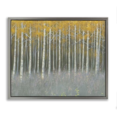 Birch Tree Woodland Grove Landscape, 16 x 20 Inch Canvas in Floater Frame