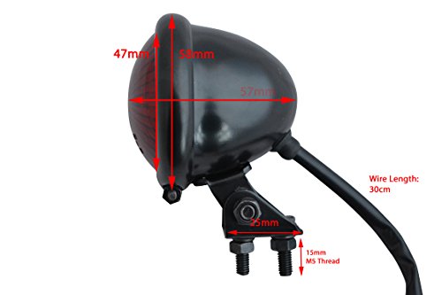 Motorrad LED Stop Rücklicht - Homologated - Glänzend Schwarz mit Rot Gläser für Cafe Racer, Scrambler, Maßgefertigt Projekt