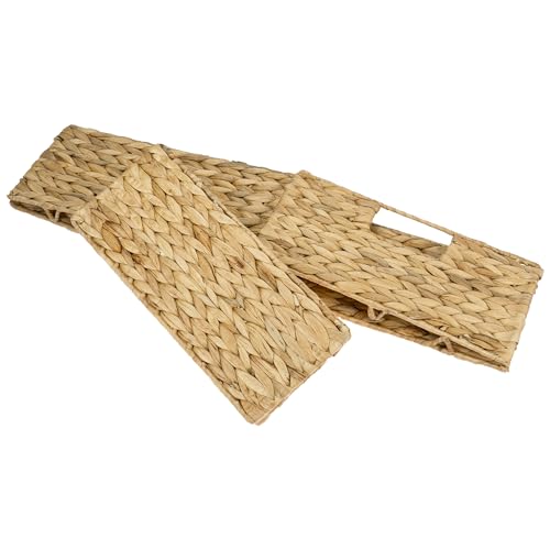 HMF Aufbewahrungskorb, Korb geflochten aus Wasserhyazinthe Seegras | 4er Set | passend für Kallax halbes Fach | 30 x 34 x 15 cm