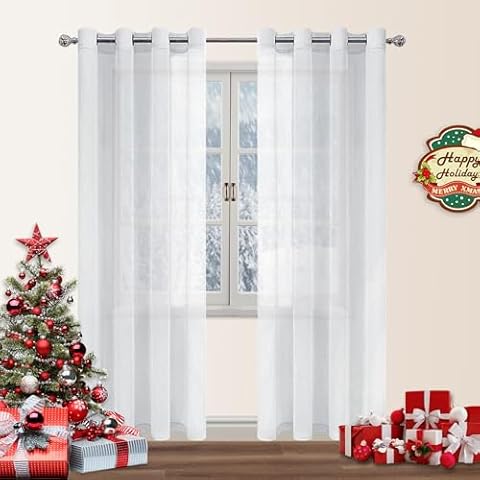 DWCN White Sheer Curtains with Grommets Cover
