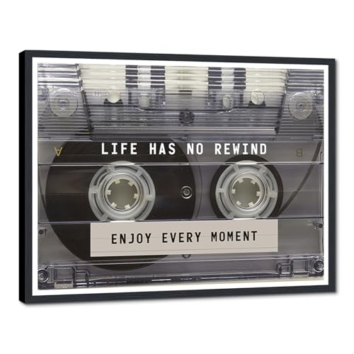 Novatique Music Cassette Tape Wall Art Inspirational Wall Art Vintage Canvas Wall Decor Retro Music Posters Print Ready to Hang Audio Studio Decor for Living Room Bathroom, 12 x 16inch