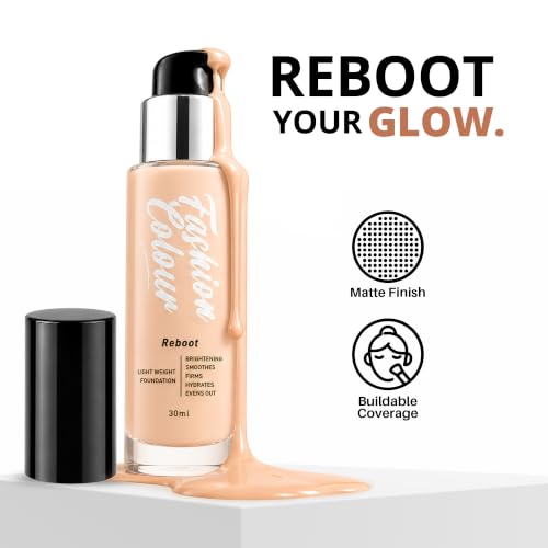 Image of Fashion Colour Light Weight Reboot Foundation | Full Coverage Liquid Foundation | Natural Glossy Finish | Covers Blemishes, Dark Spots & Uneven Skin Tone | Lightweight Long Lasting Makeup | (SHADE NO-02)