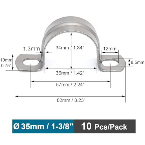 Heavy Duty Pipe Clamps 1-3/8" FamlTol U Shape Brackets 304 Stainless Steel Tube Clamp Rigid Pipe Strap for Pipes and Cables - Image 2