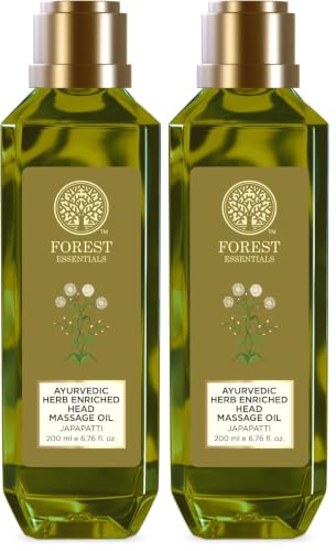 Image of Forest Essentials Japapatti Head Massage Oil | Ayurvedic Hair Oil for Hair Growth & Dry Frizzy Hair | Ideal for Dry, Chemically Treated Hair (Pack of 2)