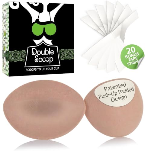 Image of Double Scoop Push Up Bra Inserts w /Bonus Sticky Tape Strips, Instant Breast Implants, Replacement Bra Pads, A /B, C, D