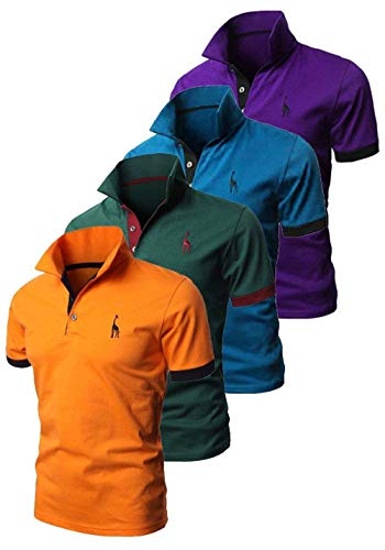 Polo Hombres Polo De Golf De Retro Manga Corta De Verano Solapa Básica Deportes De Moda Casual Polo Tops (Color : Mp4, Size : S)