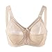 TELIMUSSTO Women's Floral Lace Bra Plus Size Firm Hold Non Wired Non Padded Full Coverage Minimizer 42C Beige