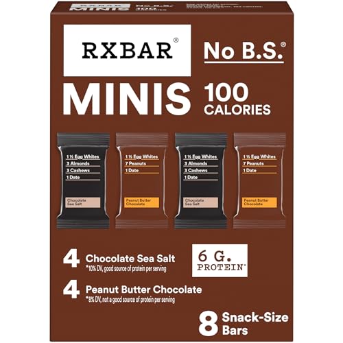 RXBAR Minis Protein Bars 6g Protein Gluten Free Snacks Chocolate Sea Salt & Peanut Butter Chocolate Variety Pack 7.3oz Box (8 Bars)