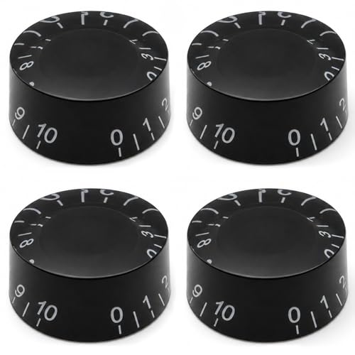 AITAIYA 4-Pcs (18-Spline) Black LP Electric Guitar Knobs and Guitar Bass Speed Volume Tone Control Knob Metric LP Style Electric Guitar Parts Replacement Set of 4Pcs Black