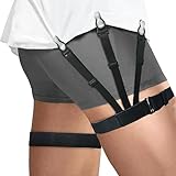 Men's and Women's Anti - Wrinkle Anti - Slip Shirt Fixing Clips with High Elastic Leg Rings for Non - Slip Suspender Stockings. Ideal for All - Day Comfort and Style.（Black-Fastener)