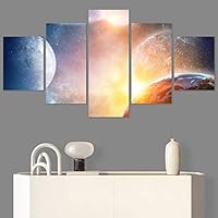 SIGNWIN 5 Panel Canvas Wall Art Modern Art Astronomy & Space Colorful Cosmic Decorative Elements Multicolor Photography for Home Decorations Ready to Hang - 60