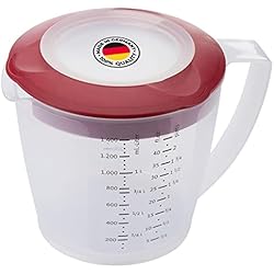 Vaso Picatodo Westmark Vaso mezclador/medidor con protector contra salpicaduras, Tapa y pico, Plástico, Capacidad: 1,4 litros, Helena, Transparente/rojo, 3105227R