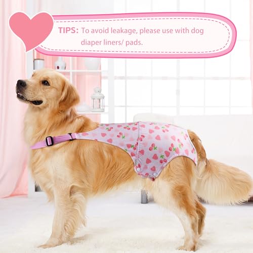 Image of Dog Diaper Suspenders Washable Diapers, Large Female Doggy Period Diapers for Heat, Escape Proof Sanitary Panties with Adjustable Straps, Pet Period Outfit Pee Diaper Onesie Underwear,Pink M
