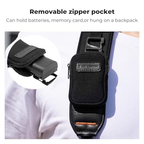 K&F CONCEPT Kameragurt, Professioneller Breit Kamera Gurt, Verstellbarer Kamera Schultergurt 109-133 CM für SLR DSLR Spiegelreflexkameras, Camera Strap mit Abnehmbare Reißverschlusstasche