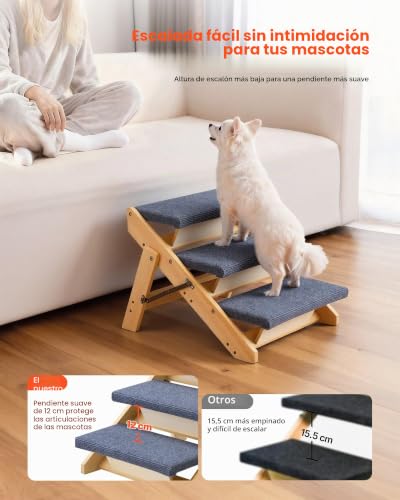 Escalera de madera para mascotas VEVOR resistente de 3 niveles con carga de 68 kg estable 3