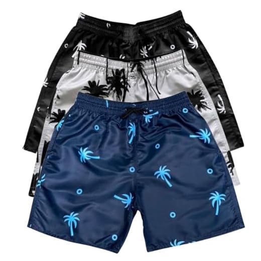 Kit 3 Bermudas Plus Size Tactel Moda Praia Masculino Estampadas G1 G2 G3 (BR, Numérico, 54, Plus Size, Regular, GELO-PRETO-AZUL)