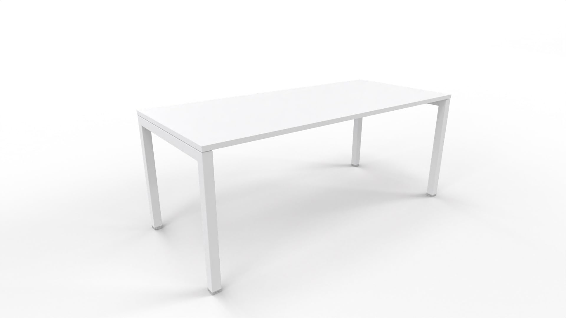 FBasic Scrivania Operativa Ufficio - Struttura metallo BIANCO e Piano legno BIANCO - 180x80x74