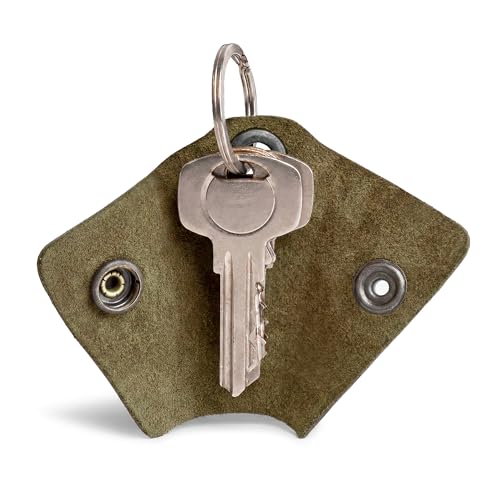 Image of Hide & Drink Full Grain Leather Wrap Keychain, Organizer Snap Closure, Key Ring Cover, Silencer Sleeve Key Holder for Men