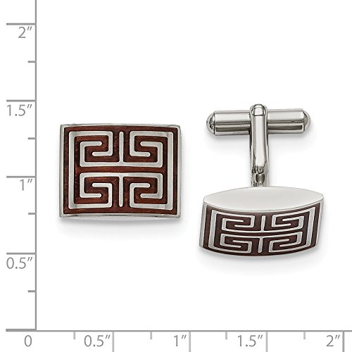 Mancuernillas para hombre con incrustación de madera acero inox miniatura 3