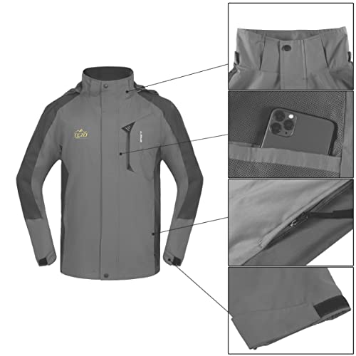 Image of TEZO Mens Rain Jacket Waterproof with Hooded Hiking Coat Lightweight Windbreaker | Windproof Mountain Jacket,Multi Zip Pockets Windbreaker,Work,Breathable,Fishing,Active Performance Shell Jackets,Outer Layer