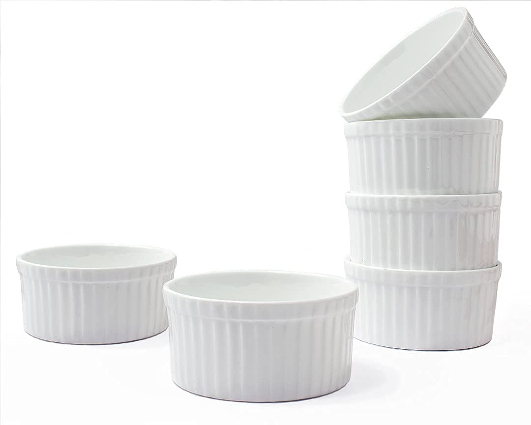 Clay Craft Basics - Ceramic Ramekin Bowl/Soufflé Dish for Baking and Serving Puddings, Custards Or Other Desserts - Set of 6-180 Ml (White) — Amazon image 7