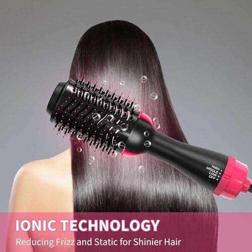 4-in-1 Hair Dryer Brush, Blow Dryer & Styler Volumizer with Negative Ion Anti-Frizz, Ceramic Titanium Barrel, Hot Air Hair Straightener for Smooth, Shiny Hair (1000W) view 2