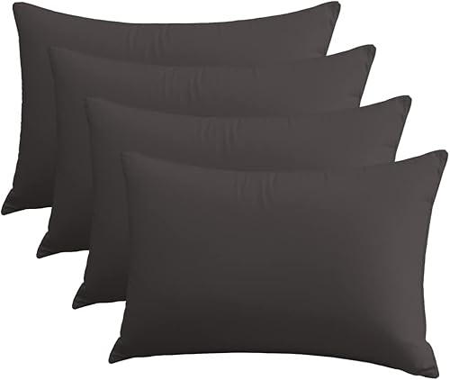 Juego de 4 fundas de almohada de tamaño estándar, fundas de almohada de microfibra de fácil cuidado, tamaño Queen con suaves, cómodas, amigables con